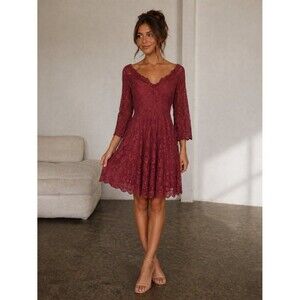 Women's Small Lace Rose Pink Dress - Ryan Michelle Fit-and-Flare